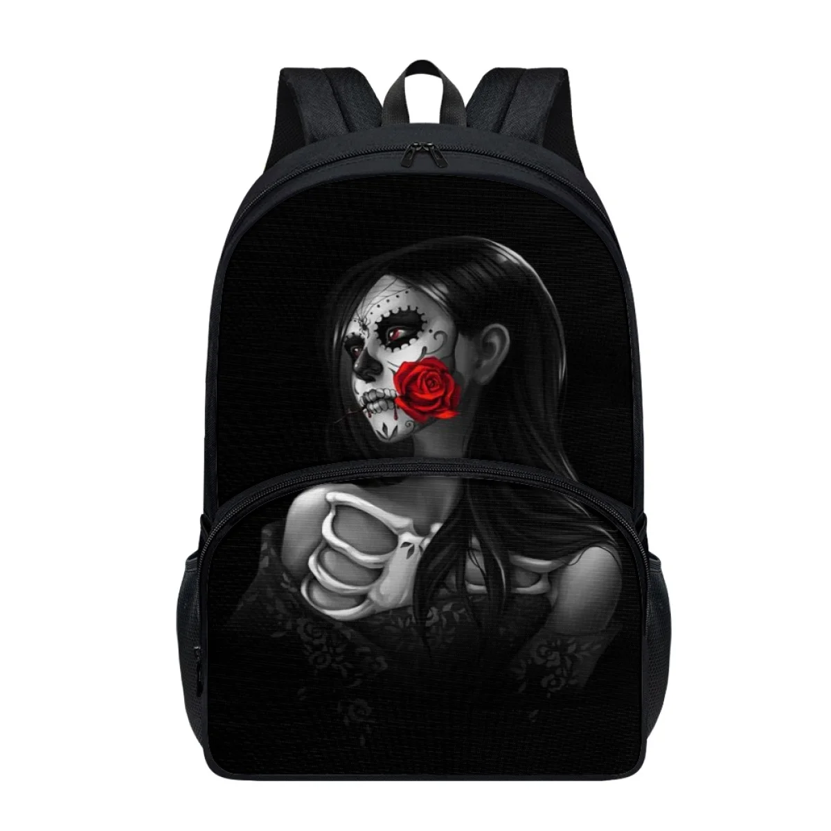 

FORUDESIGNS Goth Girl Dark Backpacks Multi-pocket Practical Students Simple Schoolbags Double Zipper Design New Rucksack