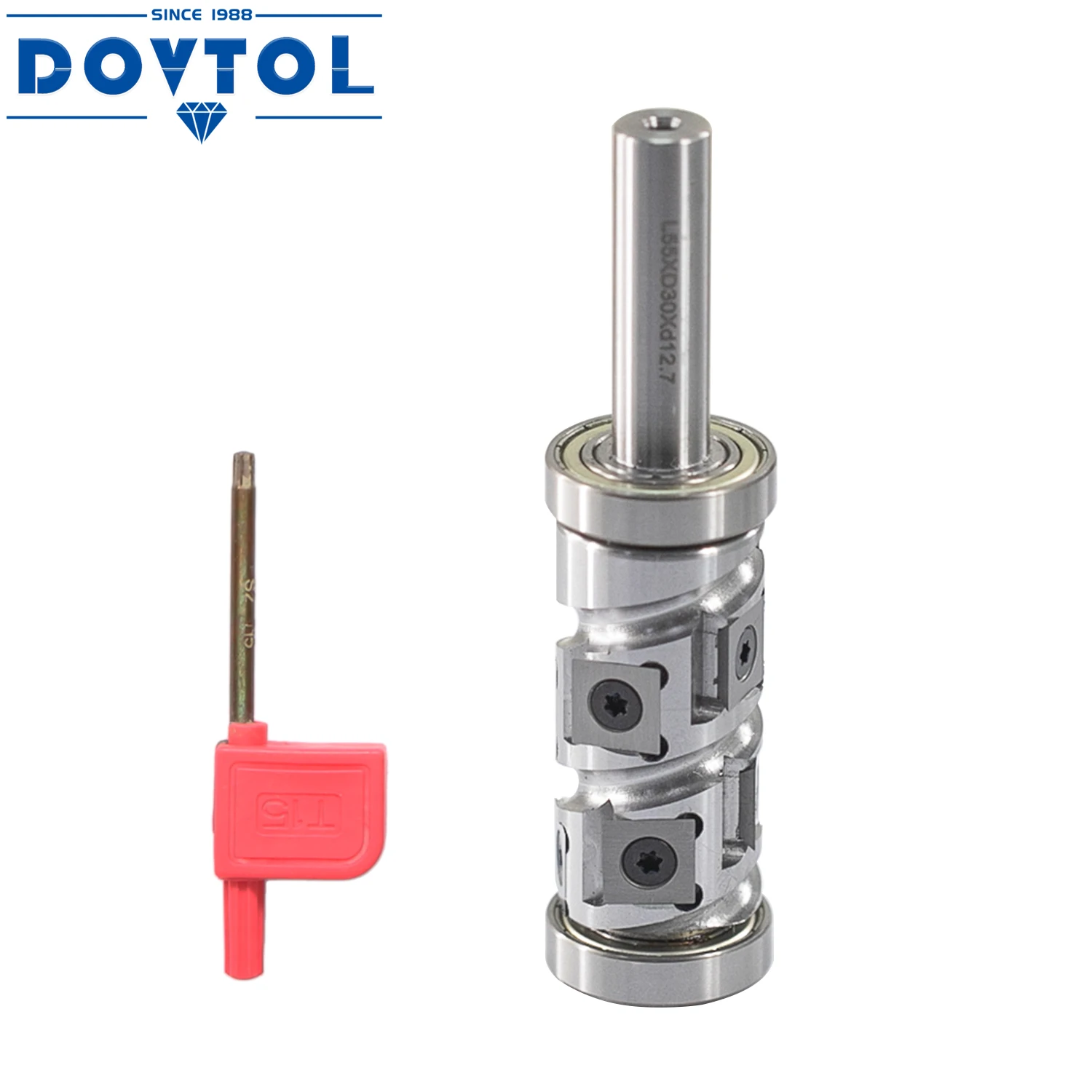 

CNC Spiral Cutter Woodworking Trimming End Mill Vertical 12.7mm Shaft Flush Trim Router Bit with Replaceable Carbide Cutters