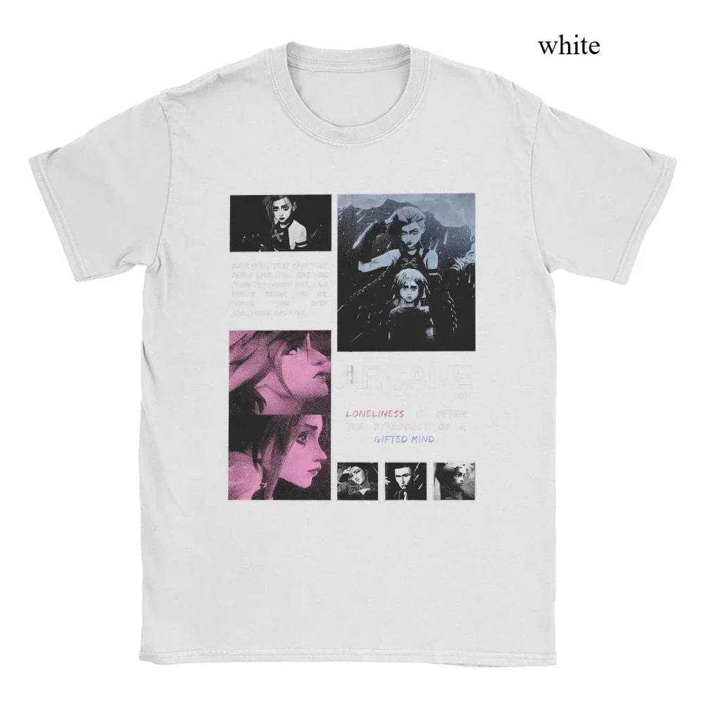 Maglietta da uomo Arcane Stagione 2 Jinx Vi Gioco anime Maglietta pura Merchandise Crazy T-shirt a maniche corte da donna