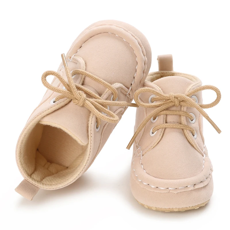 Lace Up Solid color 0-1Year Baby Shoes Retro Shoes Boy Girl Shoes Toddler Sole Anti-slip First Walkers Infant Newborn Moccasins