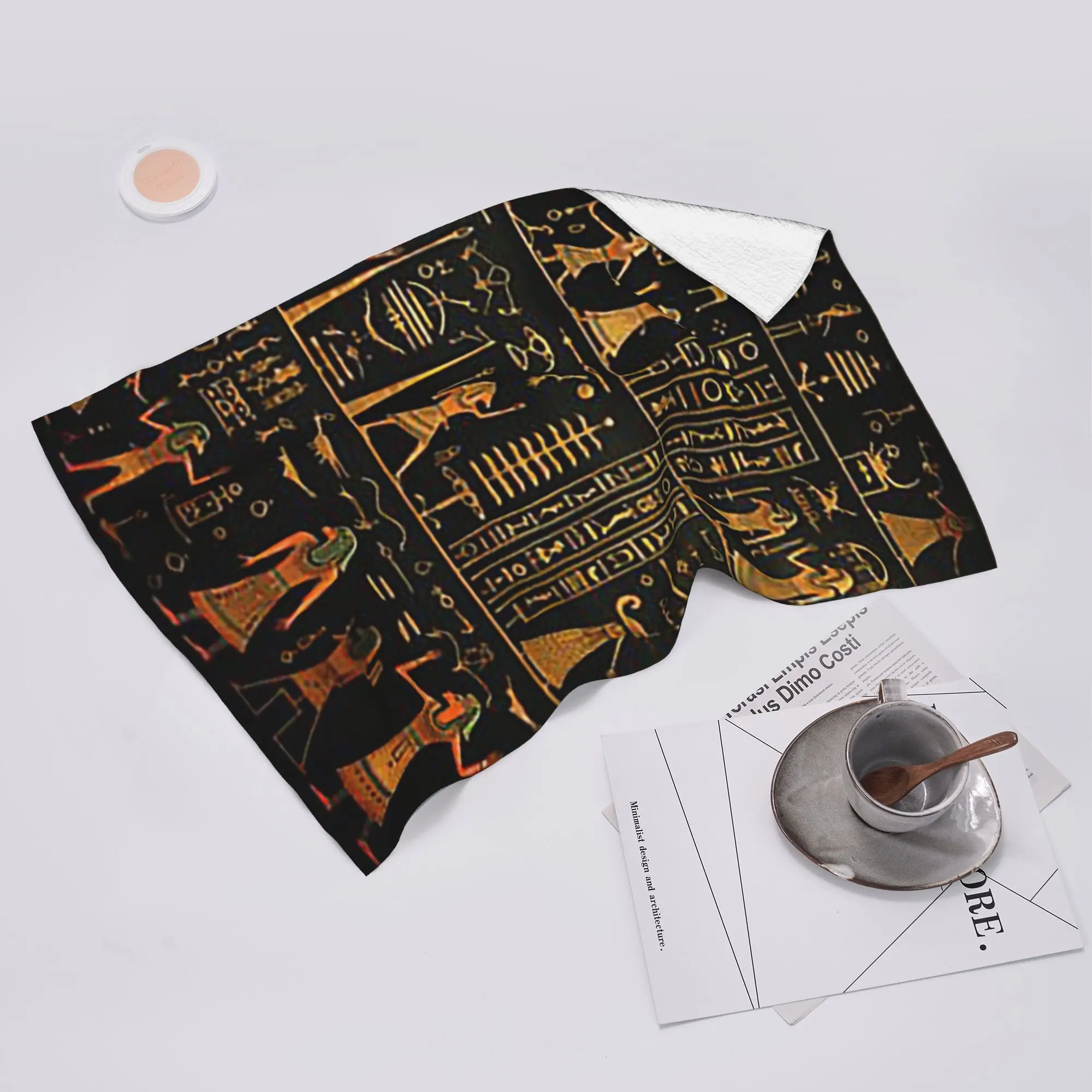 Custom Ancient Egyptian Hieroglyphics Art Soft Face Towel Quick Dry Pool Bath Cotton Towels Absorbent Quick