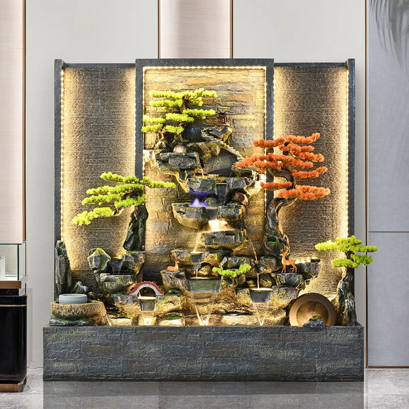 High Mountains Flowing Water Curtain Wall Fountain Clubhouse Hotel Housewarming Gift