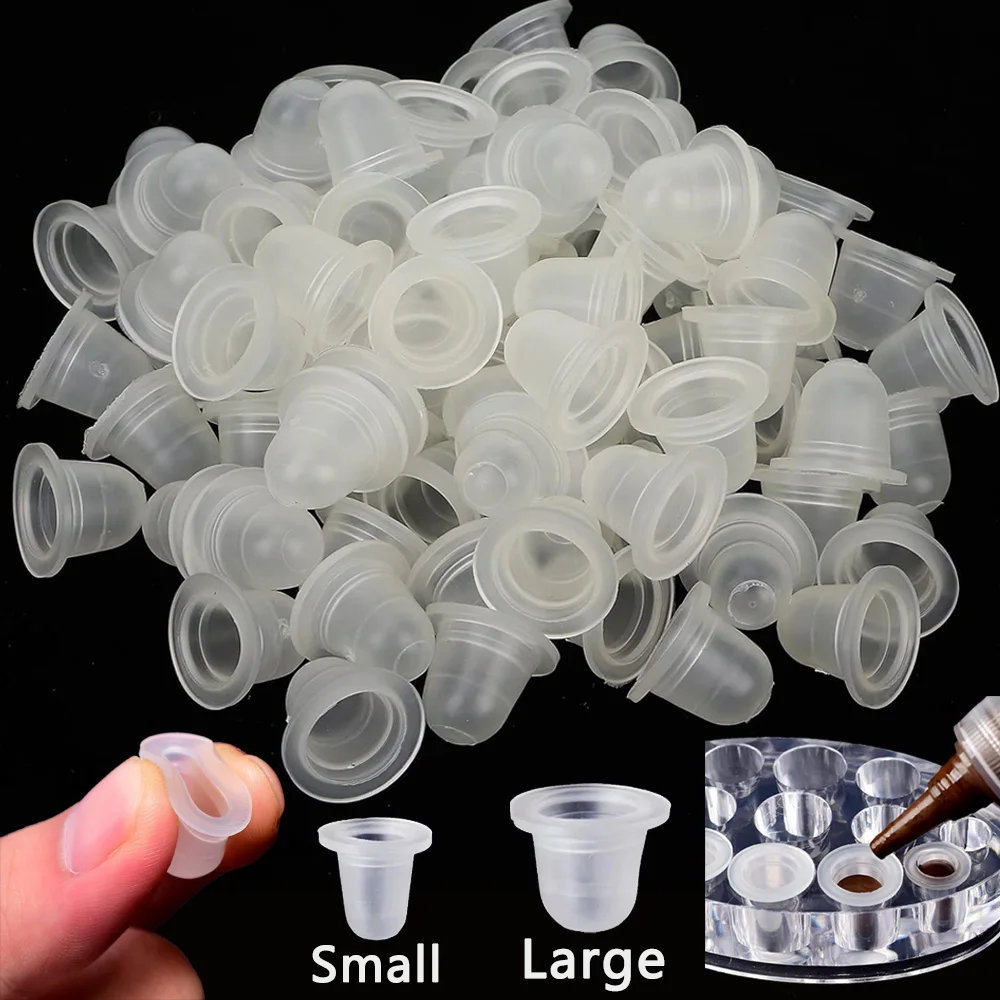 

1000/500/100 шт., силиконовые чашки с чернилами для татуировки, одноразовые колпачки для контейнеров с пигментом для татуировки, держатель для чернил для перманентного макияжа, аксессуары для татуировок