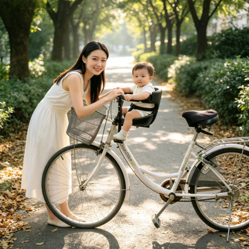 Anti-Shake Handlebar Bike Seat Front Mount, Quick-Release Stable Cushion, Eco-Friendly Durable Pad for Trails & Daily Use