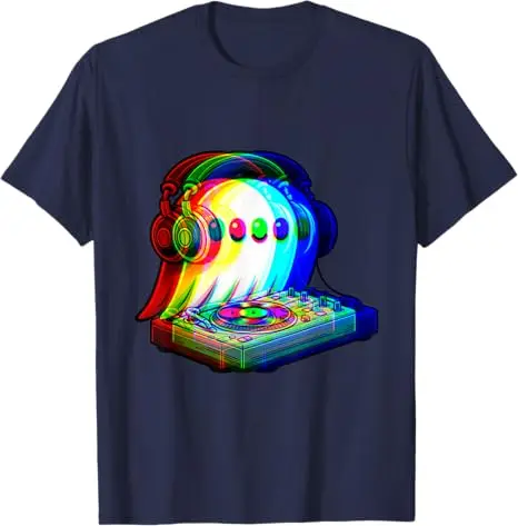 House Music Ghost Dj Optical Illusion EDM Halloween Rave DJ T-Shirt Humor Lustiges Rock Grafik Outfit Kurzarmblusen Y2k Top – Detail 8