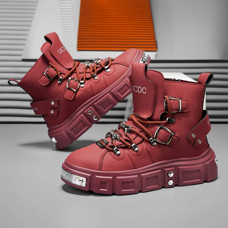 Bottes montantes pour hommes avec doublure en tissu, offrant un confort optimal, respirantes et fraîches, adaptées à la randonnée, au camping et au streetwear urbain, double usage pour le sport et les loisirs