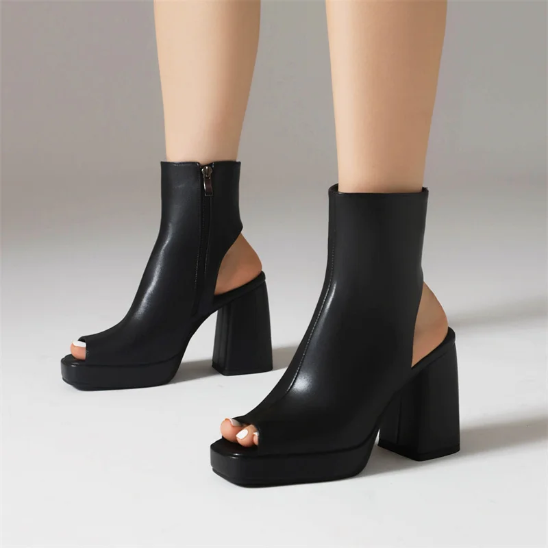 Sexy Summer Shoes Woman Platform High Heels Ankle Boots For Women Zipper Peep Toe Dance Fetish Stripper Party Shoes Large Size