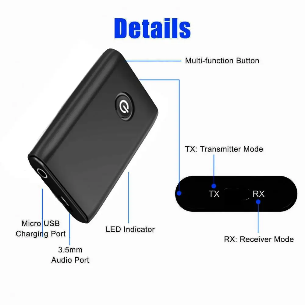 Bluetooth-compatible 5.0 Audio Transceiver Wireless Dual Link Bluetooth Receiver B10s5.0 2-in-1 Audio Transmitter for Computer
