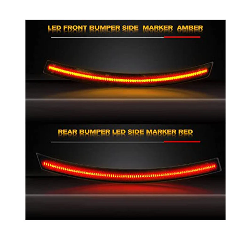 4PCS LED Side Marker Lights Smoked Front Rear For 2014-2019 Corvette C7 Amber/Red Car Accessories