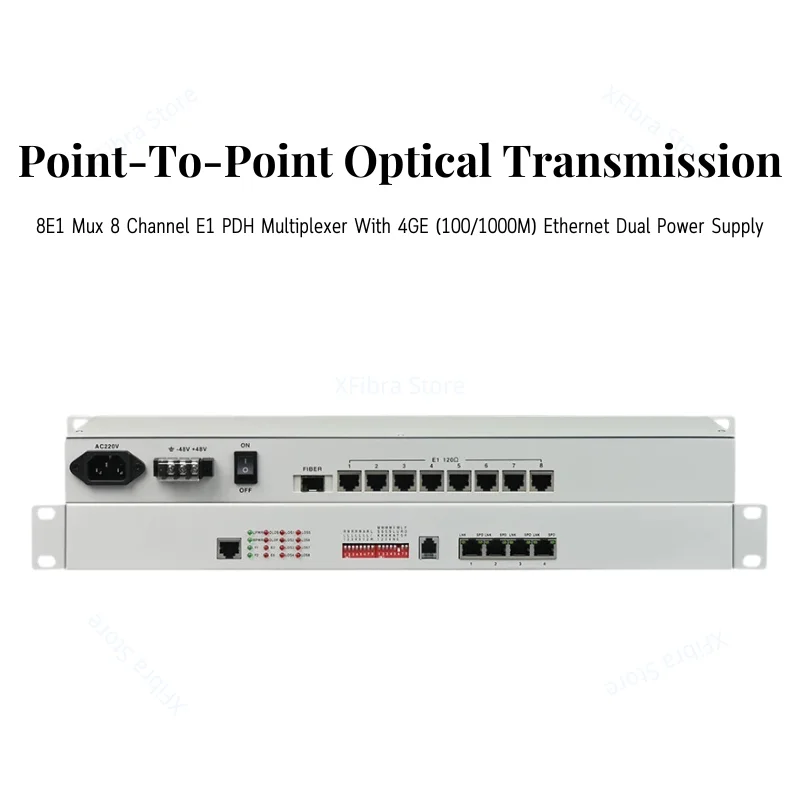 8E1 Optica PDH Multiplexer with 4GE (100/1000m), Ethernet Dual Power Supply