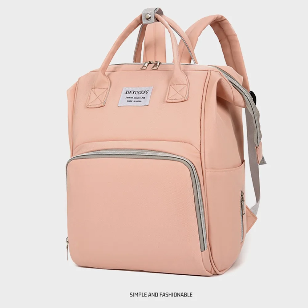 Mochila multifuncional para mamãe, tecido oxford, cor sólida, bolsa de fraldas para bebês, grande capacidade, resistente ao desgaste, bolsa de ombro para mamãe