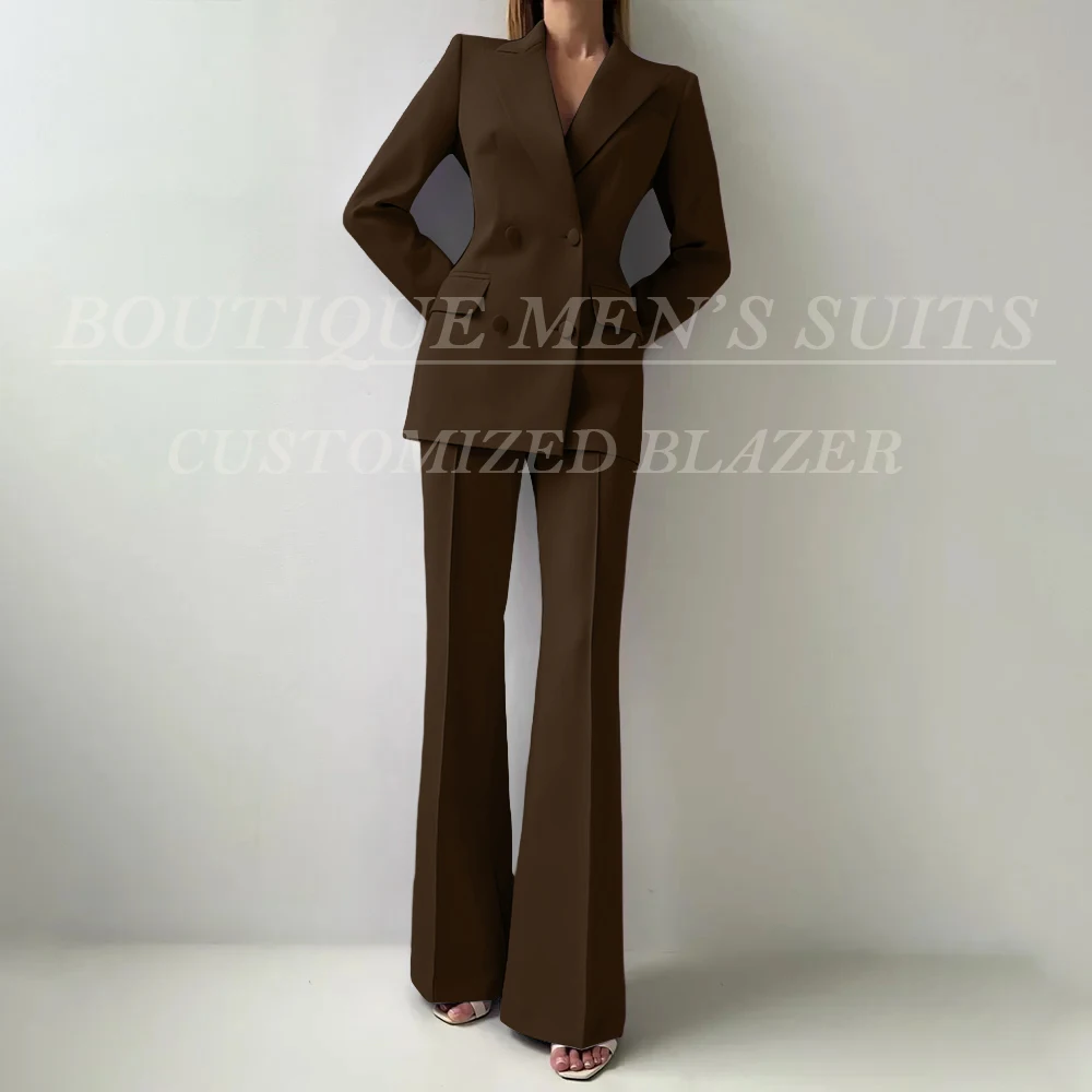 Luxury Women's Suits Customzied Solid Color Double Breasted Slim Fit Blazer Formal Party Female Clothing 2 Piece Jacket Pants
