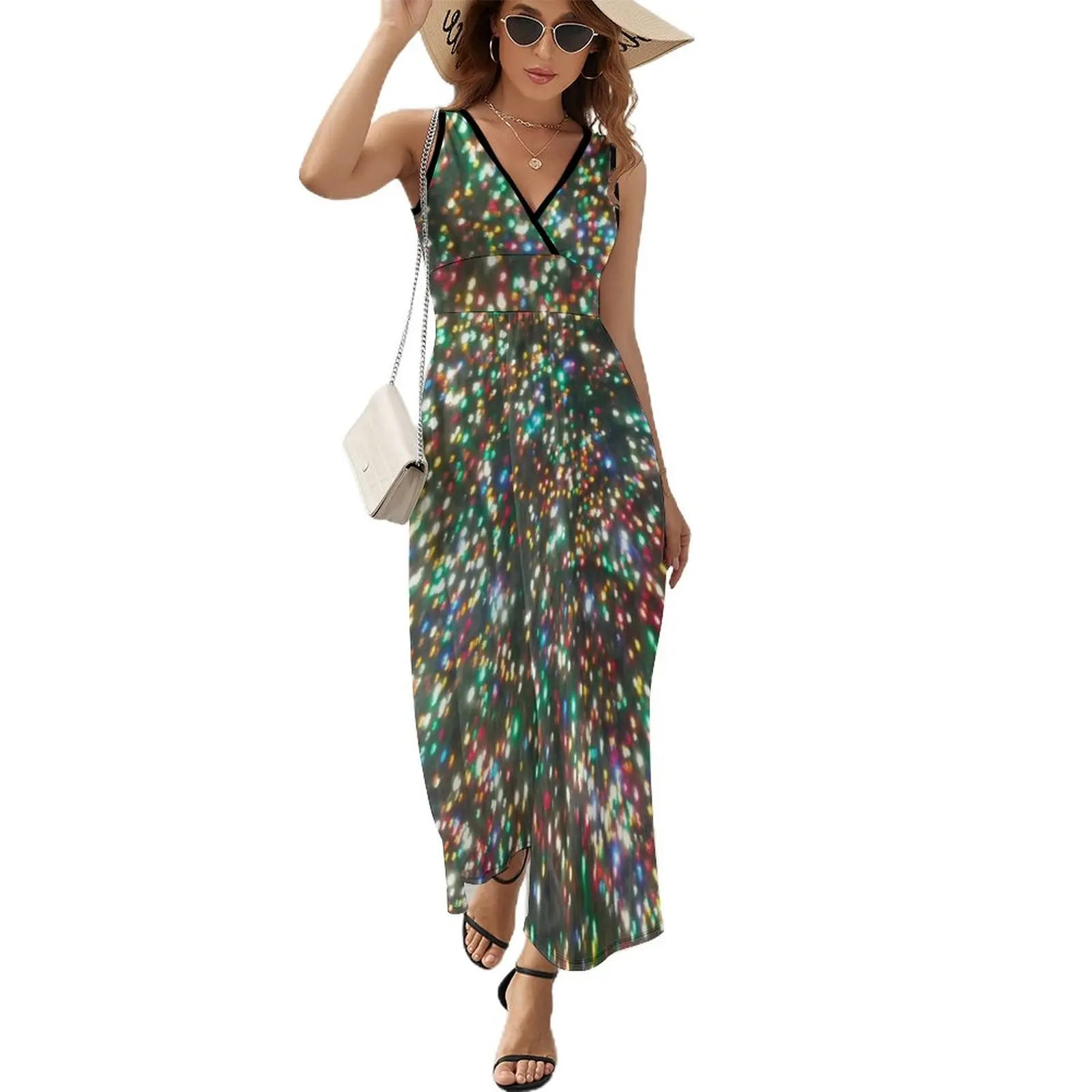 

Xmas Tree Lights Sleeveless Dress elegant women's sets dress summer Women's summer skirt