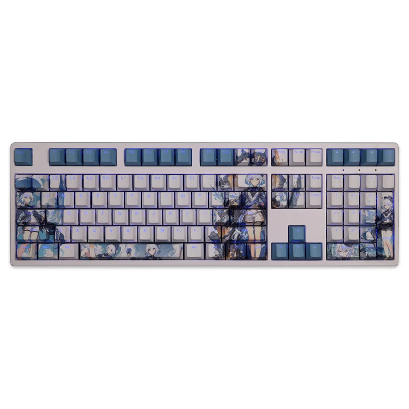 108 Keys/Set Genshin Impact Focalors Anime Games PBT Keycaps Cherry Profile for MX Switch DIY Mechanical Keyboard Game Gift