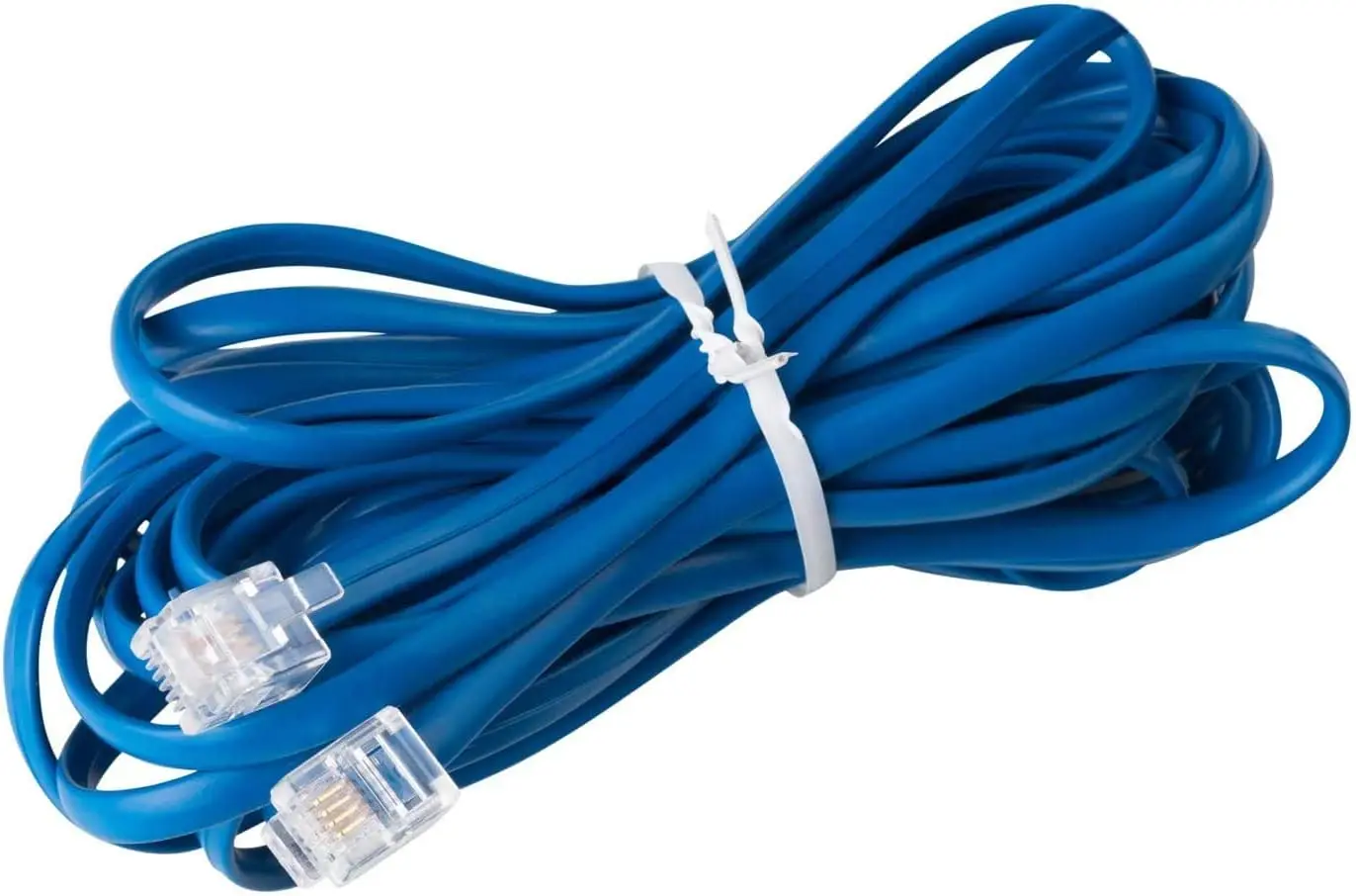 25ft Blue Landline Phone Cord, Crystal Clear Sound, Durable Extension Cable for Home Office
