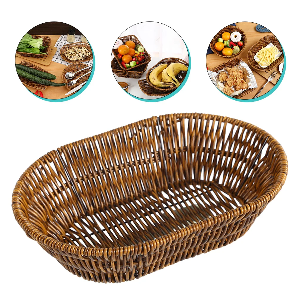 

1pc Woven Storage Baskets Simple Organizer Fruit Vegetable Basket for Food Home Kitchen Lightweight Space-saving