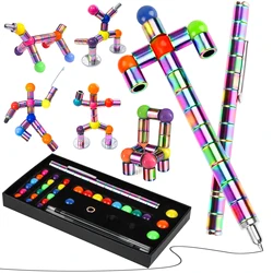 Yishidany-Upgraded Rainbow Magnetic Fidget Pen, Metal Writing Pen para alívio da ansiedade, Multifuncional Descompressão Toy, DIY