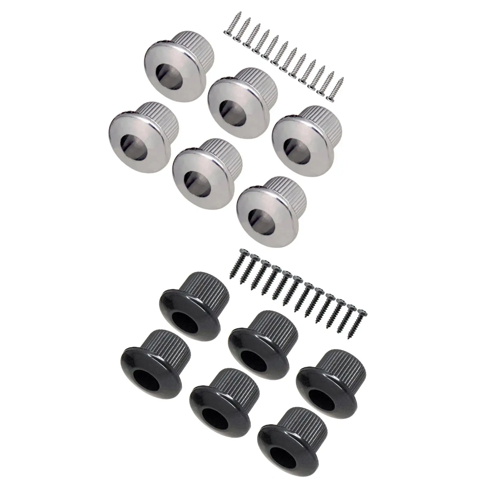 6x Chrome Guitar Tuner Bushings with Screws for Semi Closed Guitar Tuners