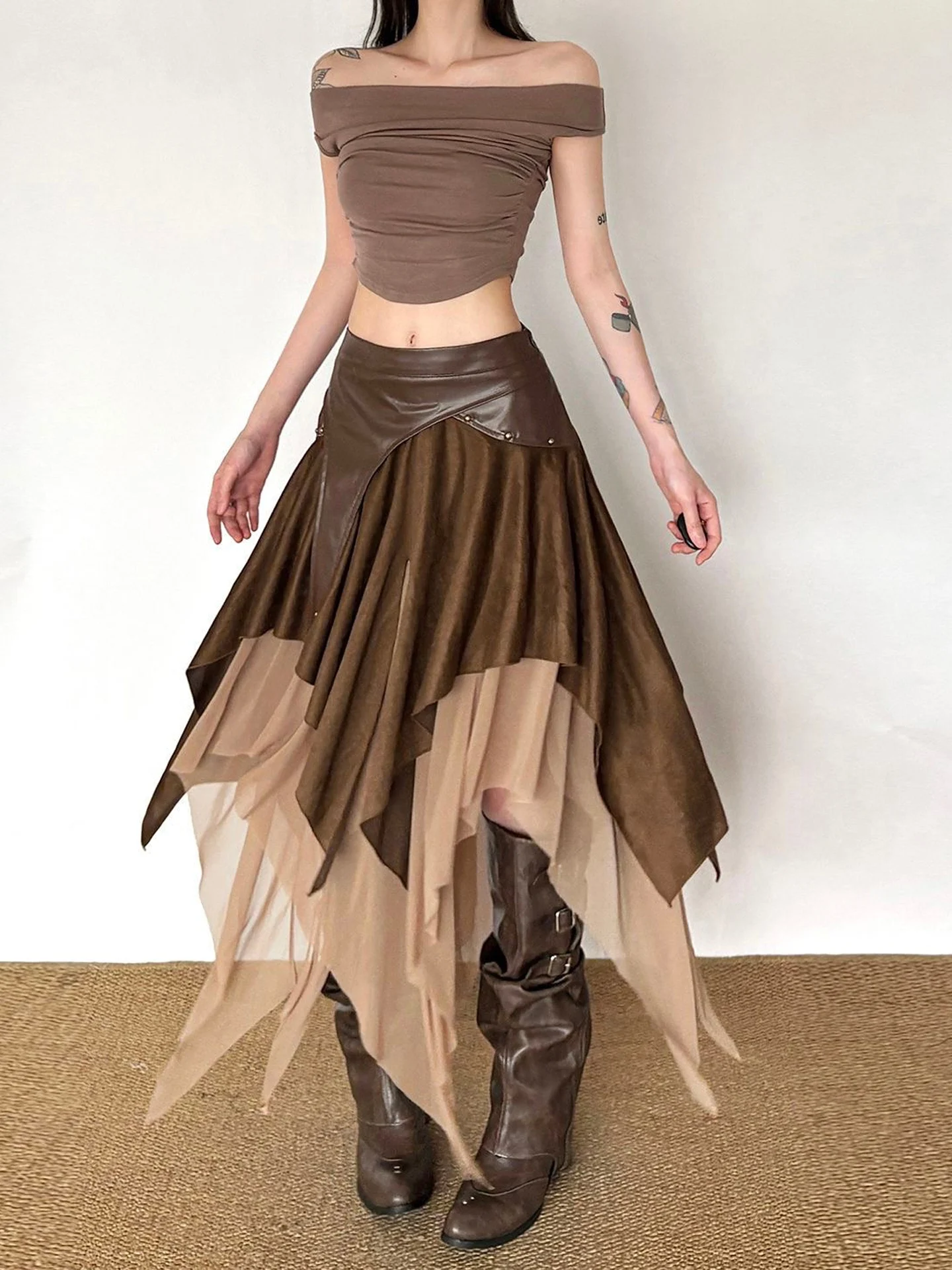 High Waist Layered Tulle Skirt Women's Style Commute Korean Version Non-fading A-Line Skirt Side Zipper No 