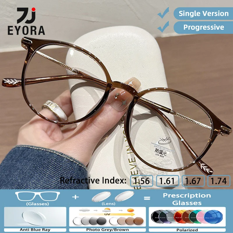 

EYORA Comfortable TR90 Oval Reading Glasses for Women Myopia and Hyperopia Anti Blue Ray Progressive Photochromic Glasses Lenses