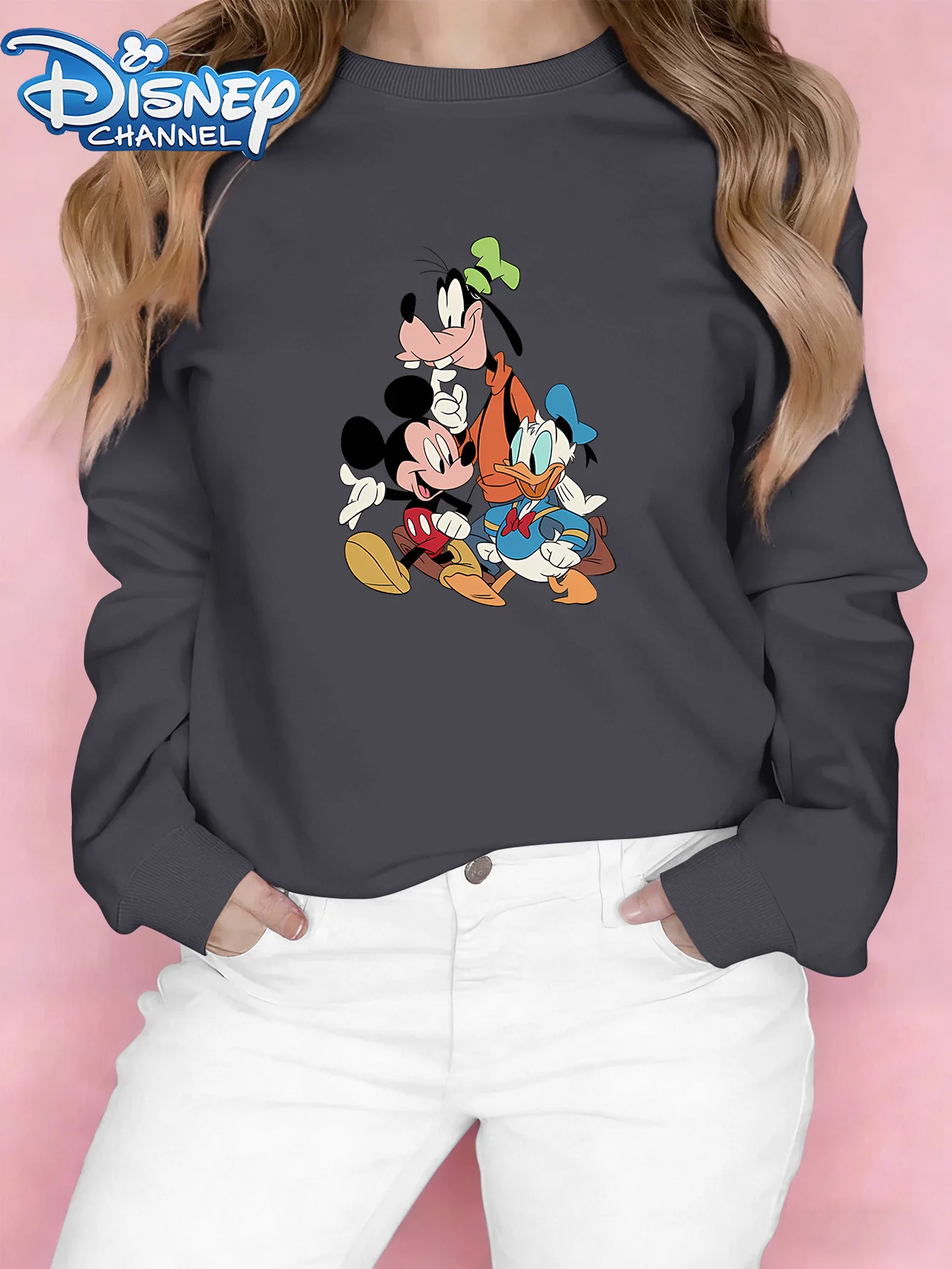

Disney Women's Mickey and Friends Sweatshirt Spring and Autumn Fleece Sweatshirt Everyday Outdoors for Any Occasion