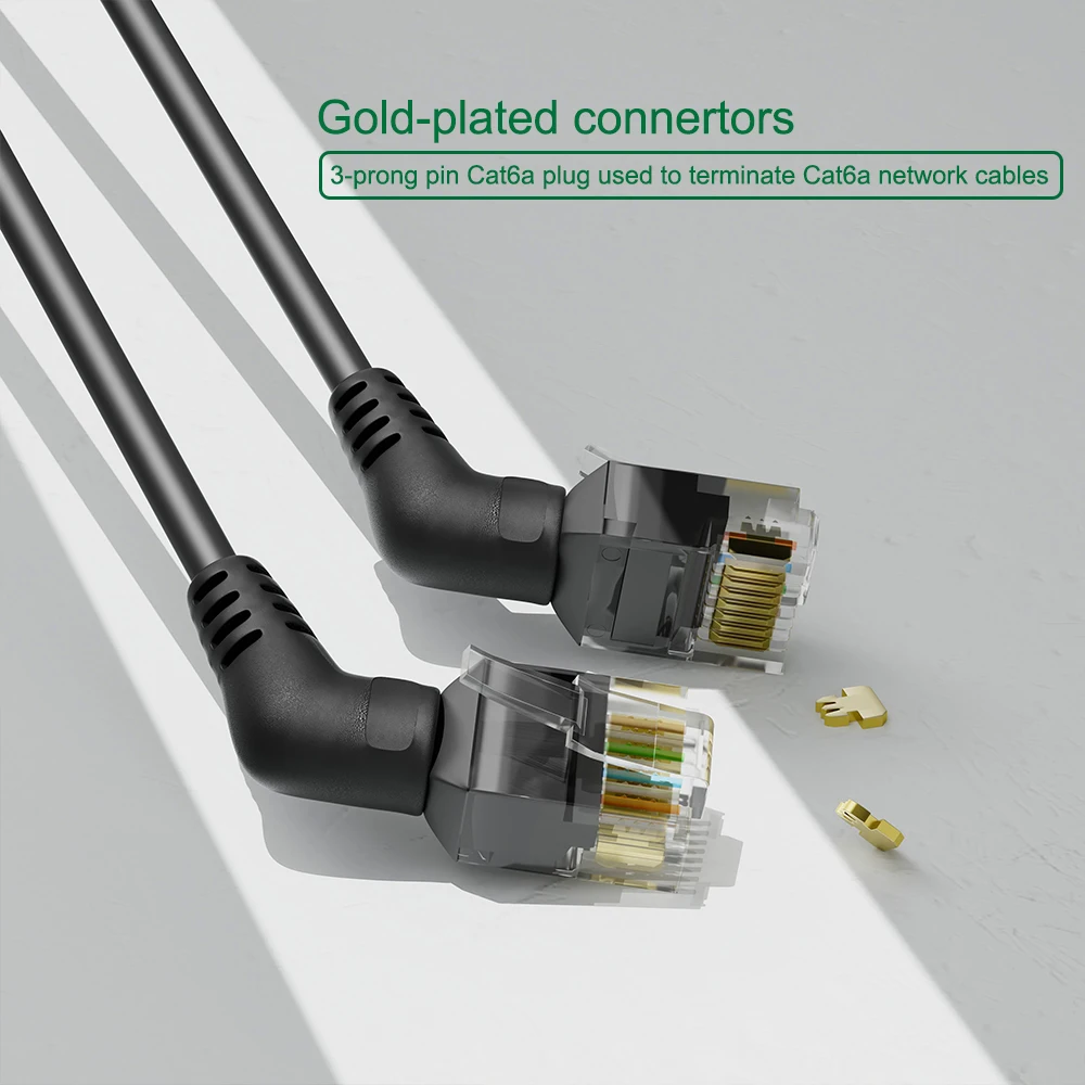 PATCHTEK Cat6A Ethernet Cable 90/360 Degree Rotation Rj45 0.15-5m Slim Patch Cord Lan10G for PC PS5/4/3 Router RJ45 Cable