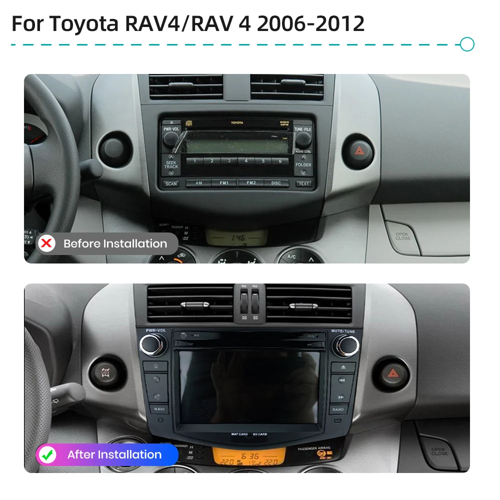 Car Multimedia Player 4G LTE CarPlay Android 12 GPS Navigation WiFi Bluetooth Car Stereo Radio For Toyota RAV4 RAV 4 2006-2012