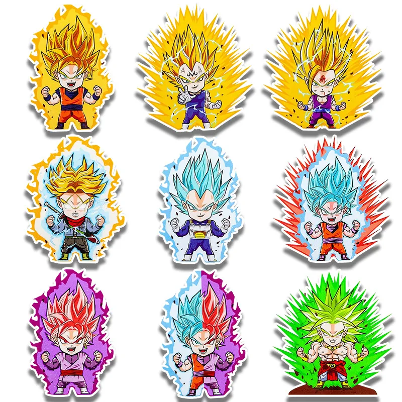 Pegatina de Anime de Dragon Ball para niños, decoración de coche de transformación de Super Saiyan, Son Goku, Vegeta IV, grafiti, juguete, regalo de cumpleaños