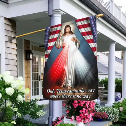 Divine Mercy Flag Only Jesus Can Make Way Where There Garden Flag - House Flag uiu KLK WWL IIC