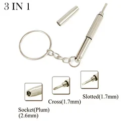 Multifunctional 3 In 1 Precision Repair Screwdriver Glasses Phone Watch Screw Repair Tool Keyring Keychain