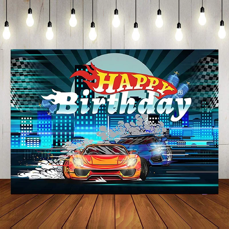 Vintage Car Photography Backdrop Bithday Party Route 66 Gas Station Background Photo Banner Poster Decoration Party Baby Showe