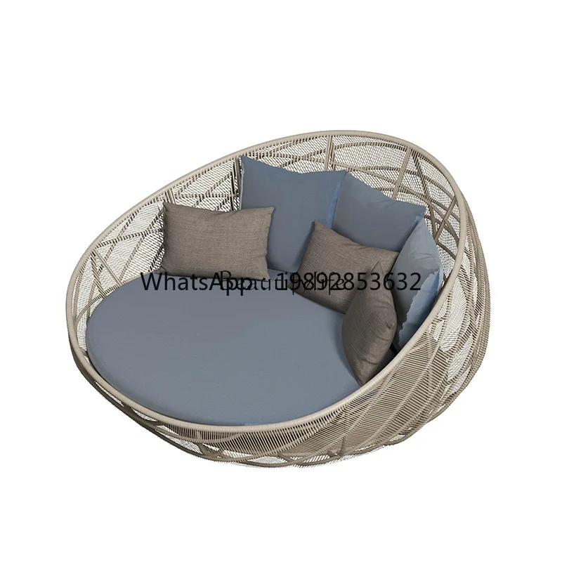 

Outdoor Nordic round bed balcony recliner leisure combination single lazy rattan sofa
