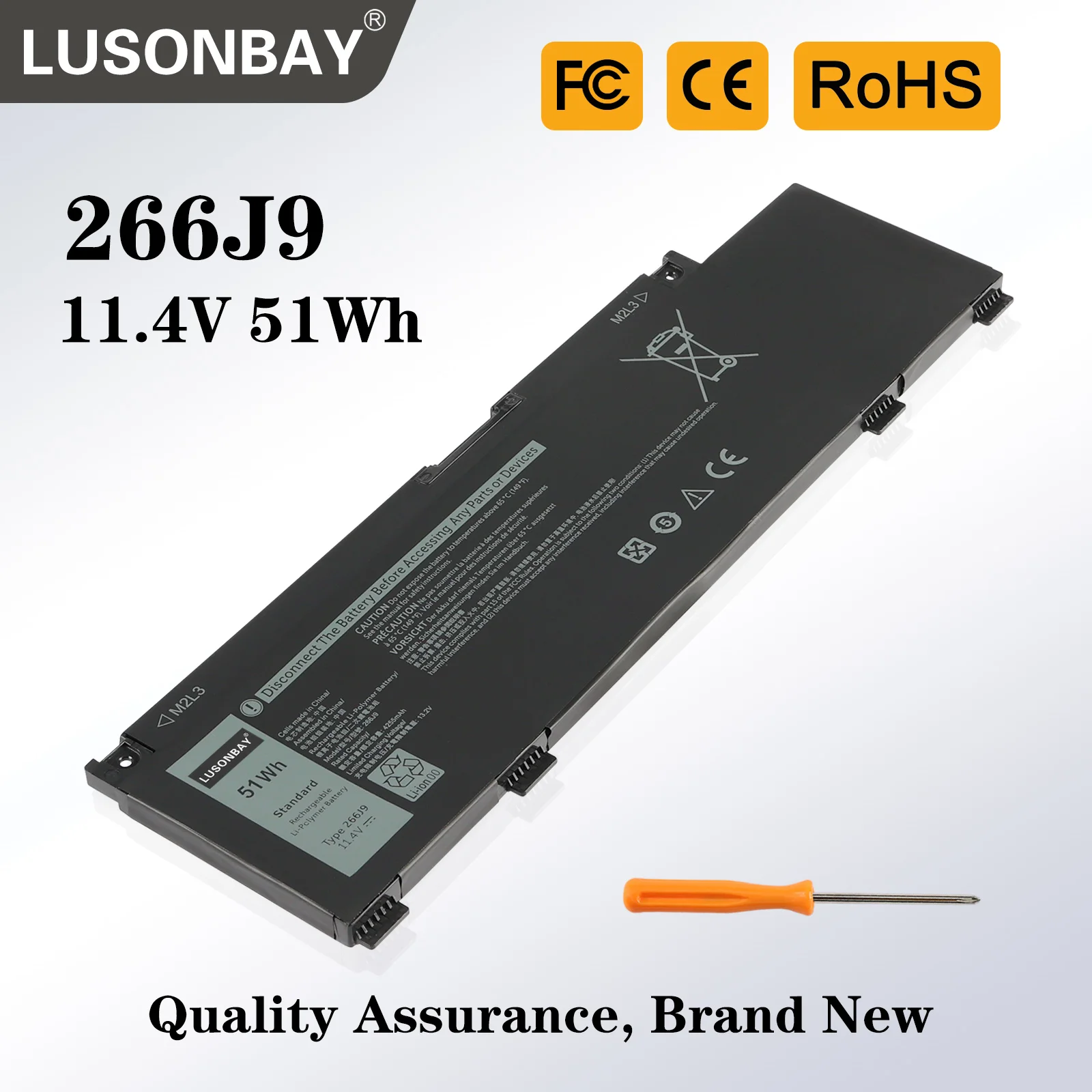 

LUSONBAY 266J9 Laptop Battery for DELL G3 15 3590 3500 G5 15 5500 5505 Series For DELL Inspiron 14 5490 M4GWP PN1VN 11.4V 51WH