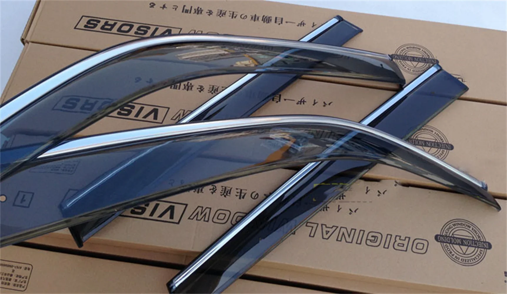 new Door Visor Side Deflector Shade Sun Rain Shield  Window for Mitsubishi Grandis 2004 2010 Car Silver Trips Eaves