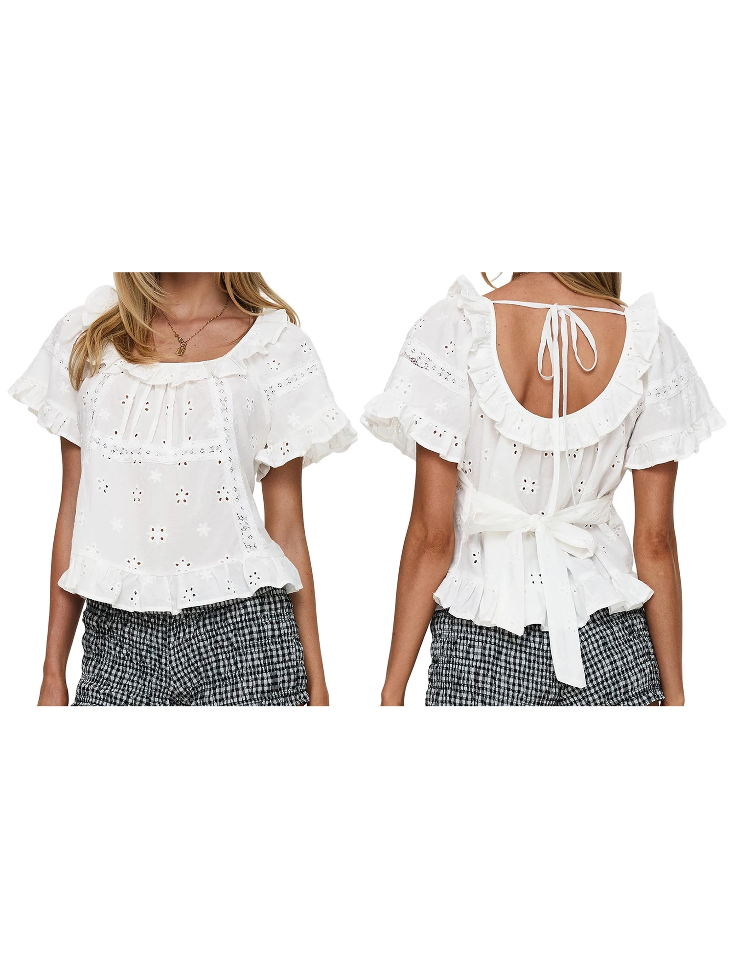 

Женская футболка с v-образным вырезом без рукавов и цветочным принтом, рюшами по подолу, майка с кружевной отделкой для летнего пляжного отдыха, повседневная одежда