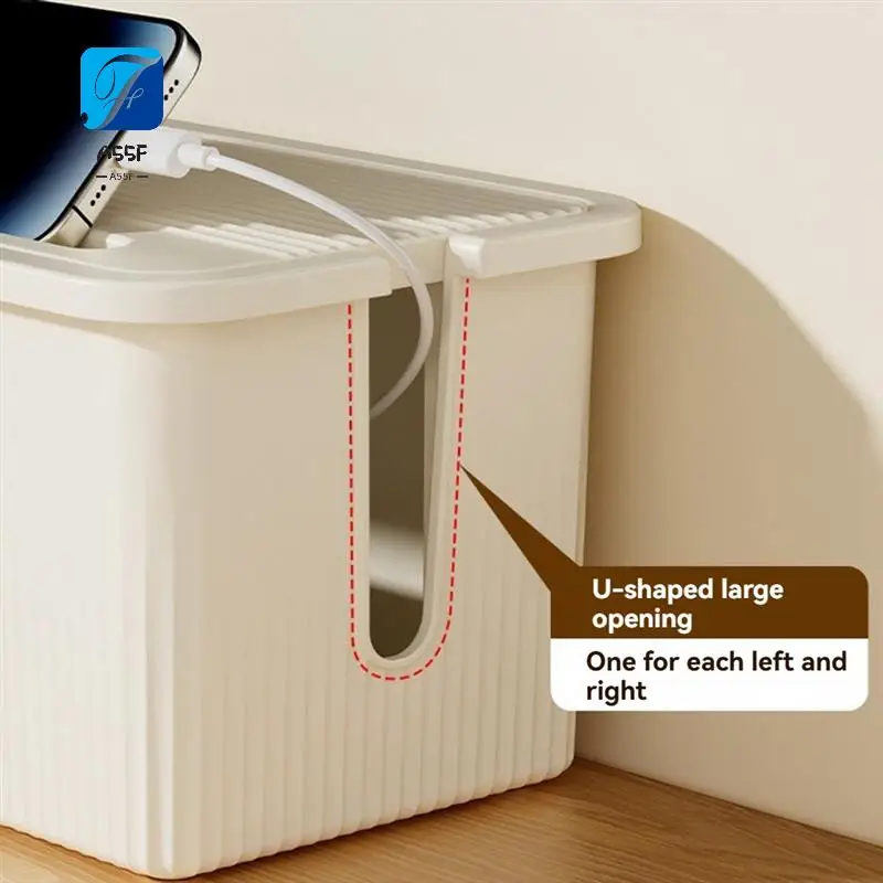 

A55F-Cable Management Box With Lid To Hide Wires& Power Strips Desk Computer Cable Organizer Box