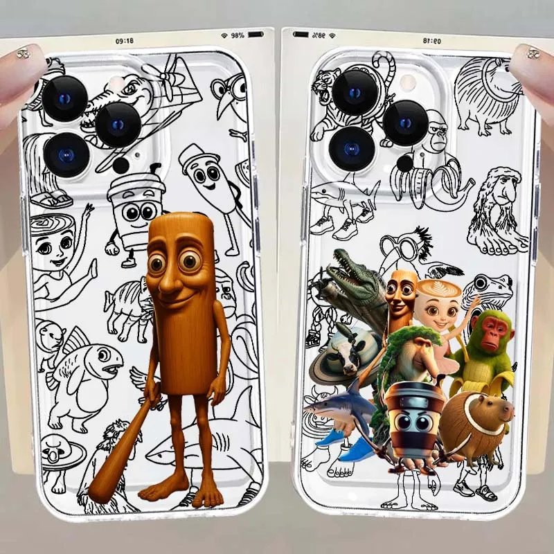 

Tungtungtung Anime Cute Phone Case For Apple iPhone 17 16e 16 15 14 13 12 11 Pro Max Plus Mini TPU Soft Transparent