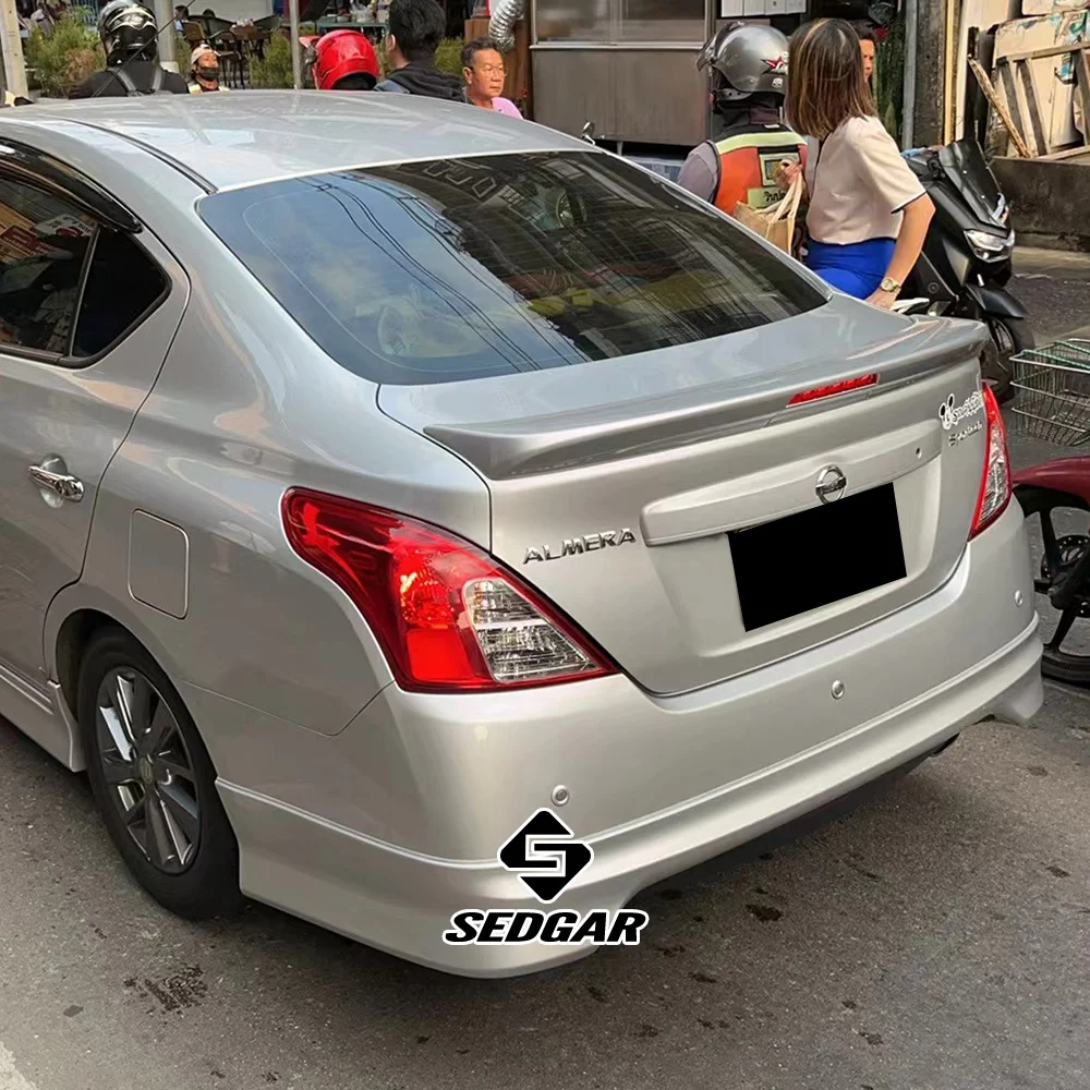 For 2011--2017 Nissan Sunny ALMERA LATIO VERSA with Lights High Quality ABS Plastic Unpainted Spoiler Trunk Boot Wing Spoiler