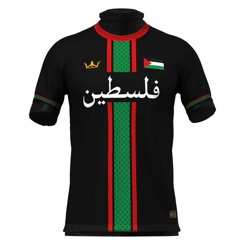 Fashion Palestine Flag Football T Shirts Trend Summer Short Sleeve National Emblem 3D Printed Sports Tees Loose Breathable Tops