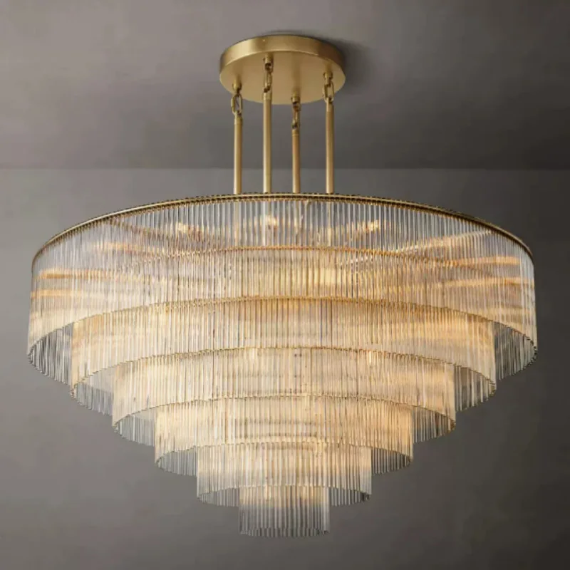 RH American light luxury chandelier export North American bedroom restaurant hotel lobby box duplex building multi-story round