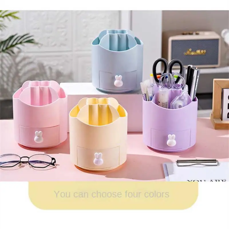 Pencil Organizer Multifunctional With Smooth Edges Rotatable Convenient Office And Educational Supplies Makeup Storage Holder