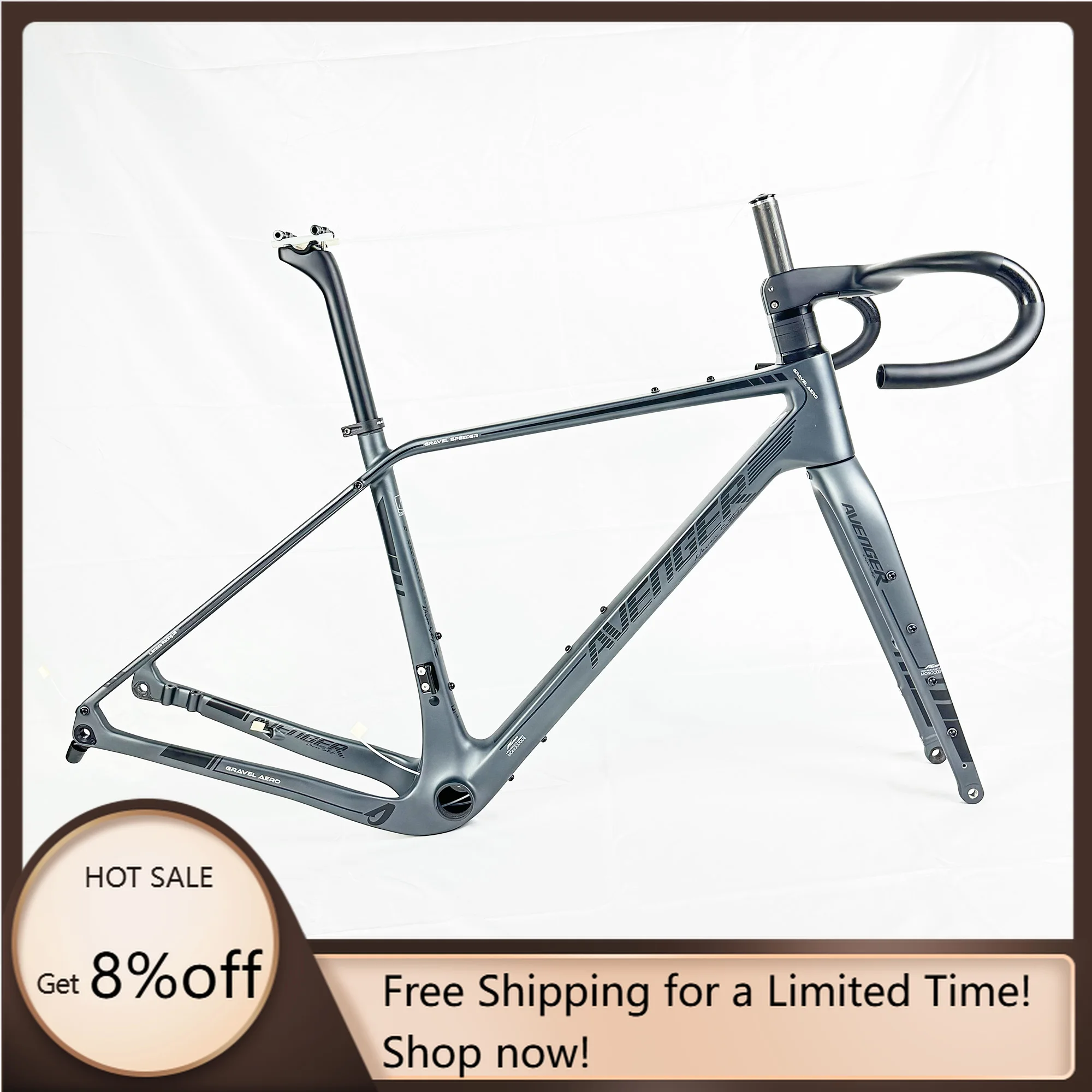 

STLF Hongfu New Full Internal Cable Routing Full Carbon Fiber Disc Brake Gravel Bike Frame FM188 with Avenger Paint