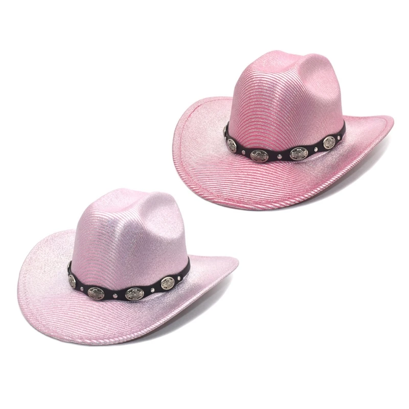 Vacation Cowboy Hat Shining Glitters Gleaming for Club Carnivals