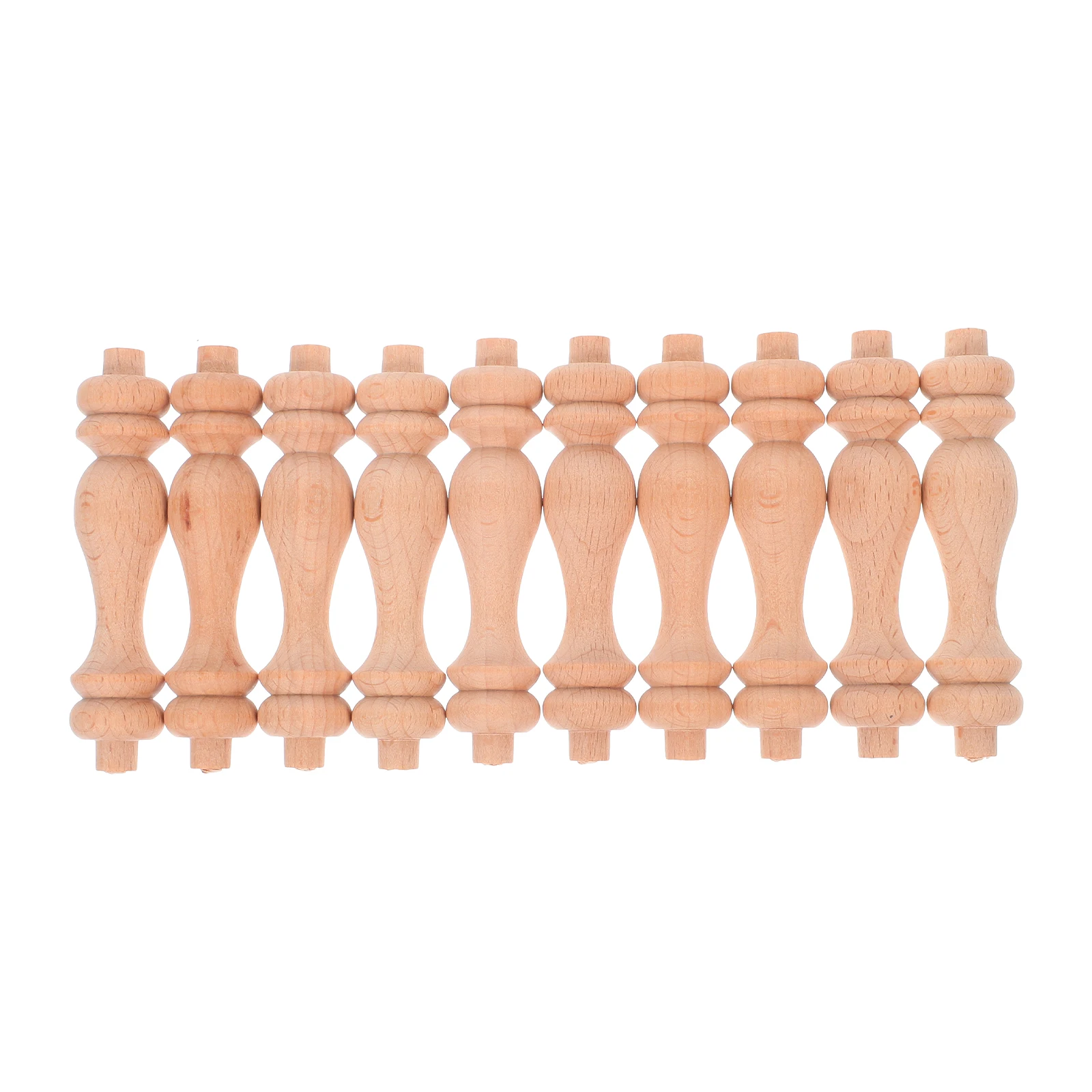 

10 Pcs Solid Wood Roman Pillars Vintage Columns for Fence Repair with Decorative Brackets Wooden Baluster Spindles