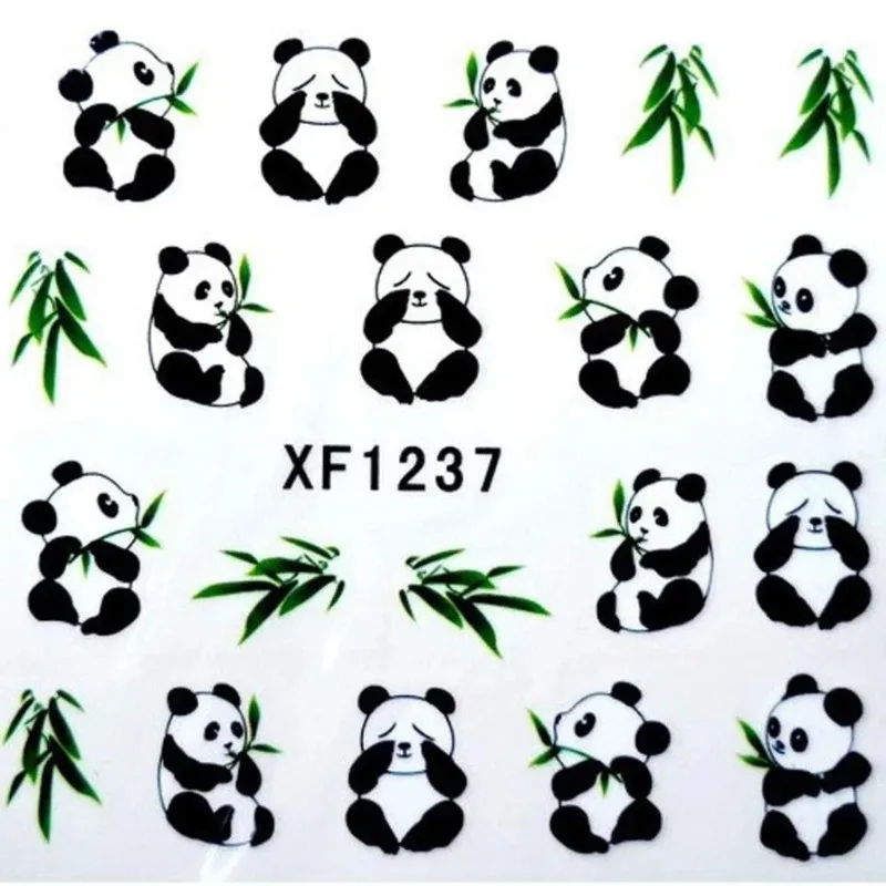 5 Vellen Nieuw Ontwerp Water Transfer Printing Nail Art Sticker Decals Leuke Panda DIY Nail