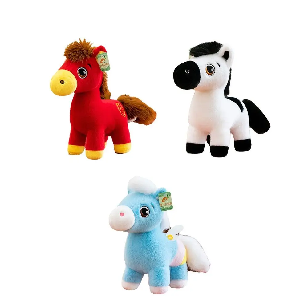 面白い漫画動物馬ぬいぐるみおもちゃ幸運25cm/30cmポニーぬいぐるみかわいい赤い中国の干支馬祭りギフト