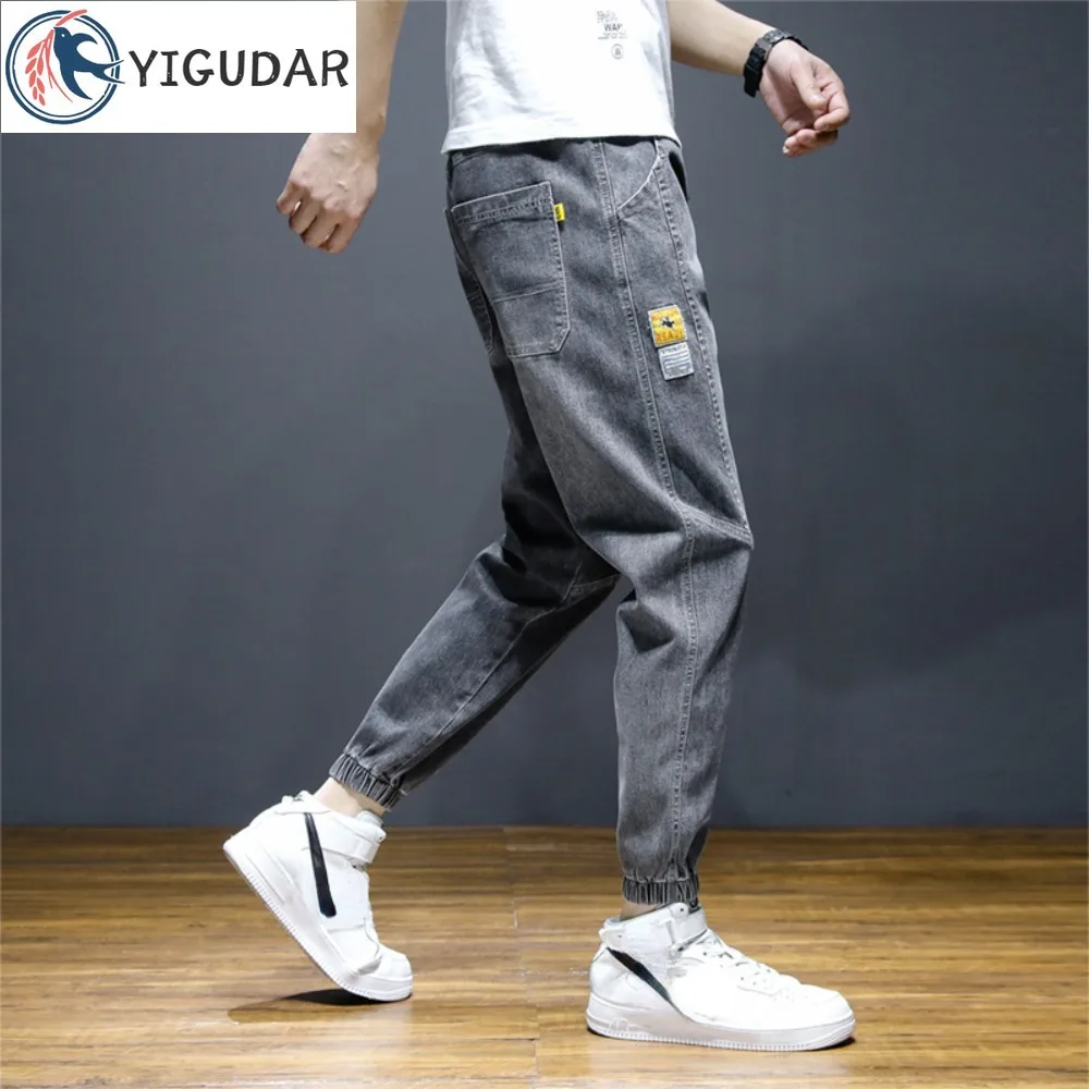 

Spring and Autumn Seasons New Lace-up Denim Pants Men Trouser Drawstring Ankle Tied Denim Baggy Trousers Cargo Pants Jeans y2k