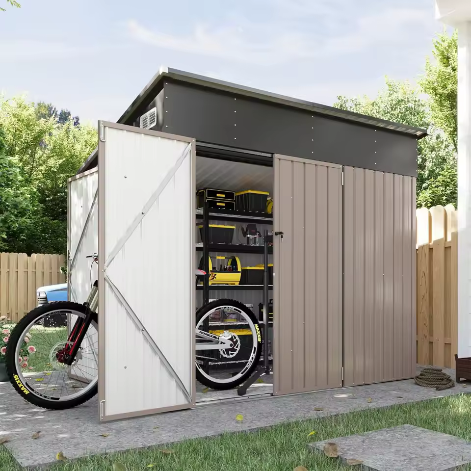 11.5’x7.5’ Shed Outdoor Storage Shed Triple Lockable Door Metal Storage Cabinet with Slopping Roof for Tools Bicycles Storage - AliExpress 15