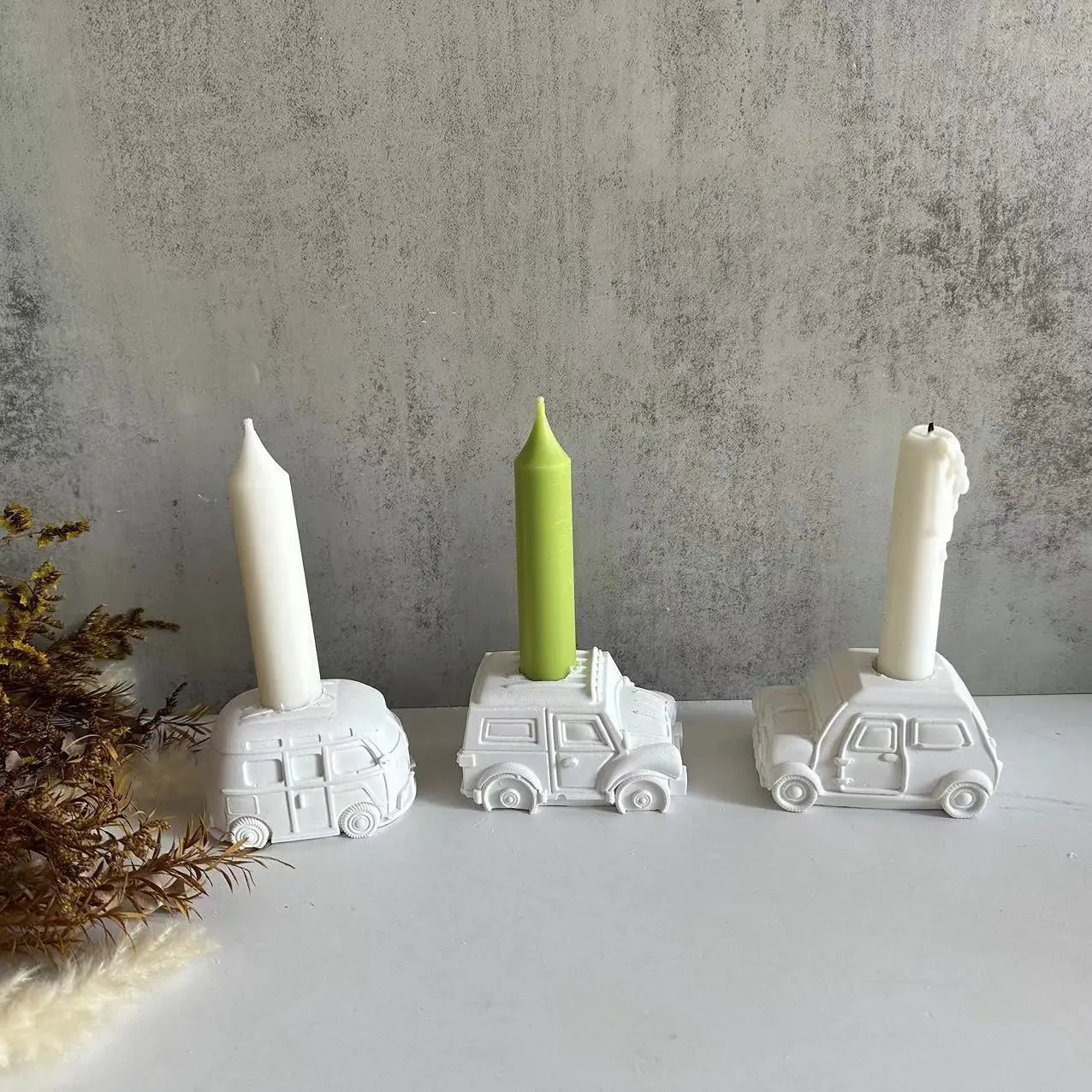 3D DIY Resin silicone mold for car and sedan candlesticks Cute bus candle holder Concrete cement gypsum silicone mold