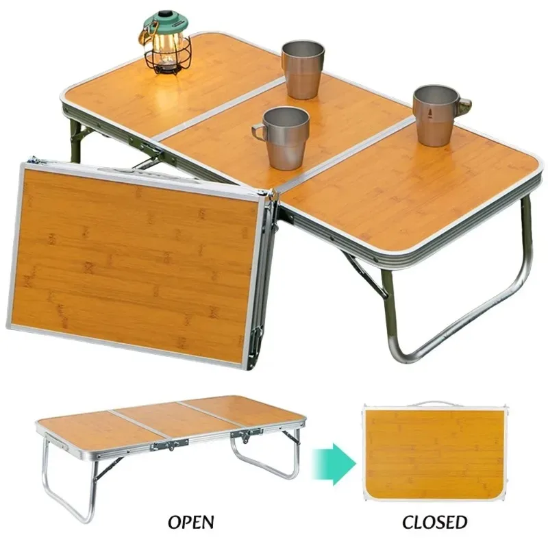 Folding Camping Table 3 Fold with Handle Portable Picnic Table with Aluminum Legs Portable Outdoor Table Camping Accessories